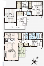 桶川市大字上日出谷、新築一戸建ての間取り画像です