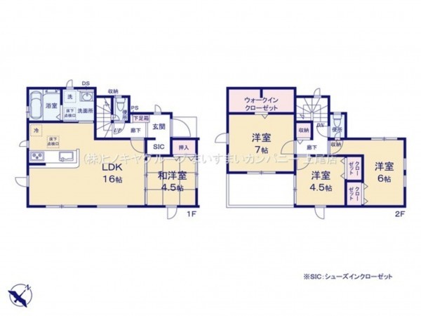 桶川市大字上日出谷、新築一戸建ての間取り画像です