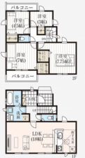 桶川市大字上日出谷、新築一戸建ての間取り画像です