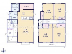 上尾市本町、新築一戸建ての間取り画像です