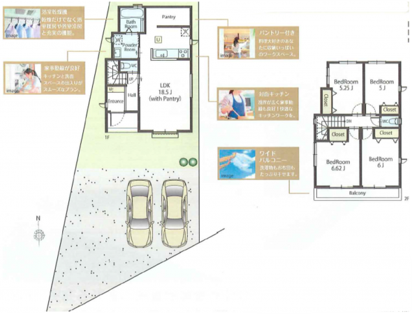 上尾市本町、新築一戸建ての間取り画像です