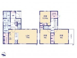 桶川市上日出谷南、新築一戸建ての間取り画像です