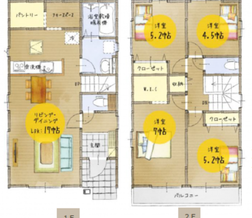上尾市本町、新築一戸建ての間取り画像です