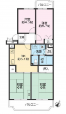 上尾市西宮下、マンションの間取り画像です