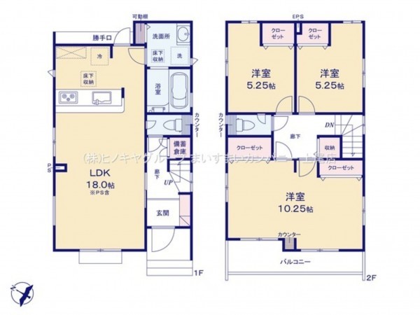 上尾市大字上、新築一戸建ての間取り画像です