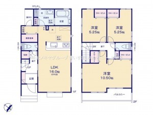 上尾市大字上、新築一戸建ての間取り画像です