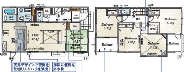 桶川市上日出谷南、新築一戸建ての間取り画像です
