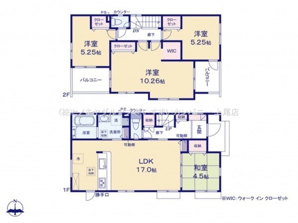 桶川市上日出谷南、新築一戸建ての間取り画像です