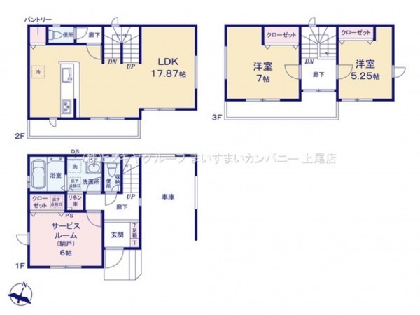 上尾市上町、新築一戸建ての間取り画像です