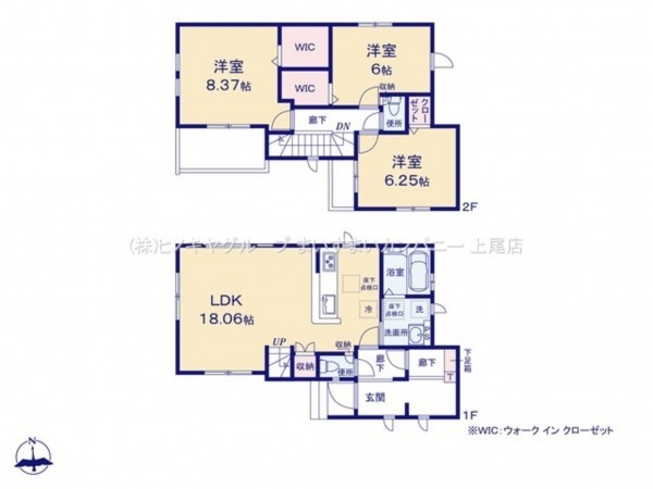 桶川市上日出谷南、新築一戸建ての間取り画像です