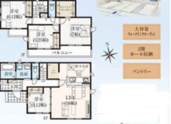 上尾市大字瓦葺、中古一戸建ての間取り画像です
