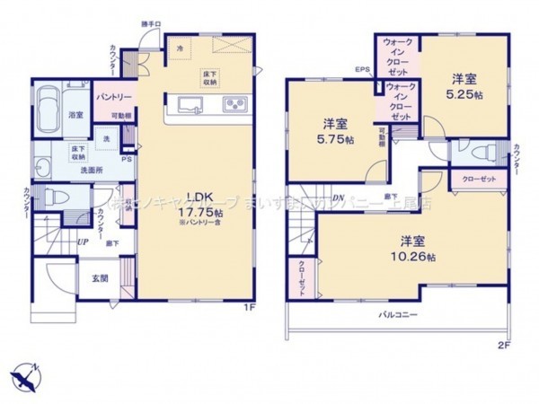 上尾市緑丘、新築一戸建ての間取り画像です