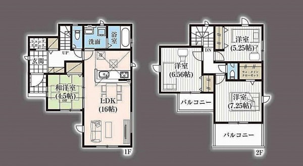 上尾市大字平塚、新築一戸建ての間取り画像です