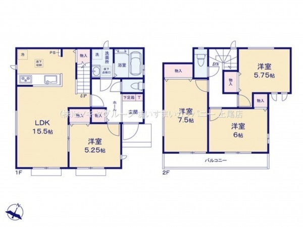 上尾市大字上尾下、新築一戸建ての間取り画像です
