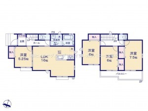 上尾市小泉、新築一戸建ての間取り画像です