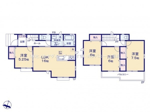 上尾市小泉、新築一戸建ての間取り画像です