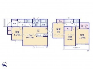 上尾市小泉、新築一戸建ての間取り画像です