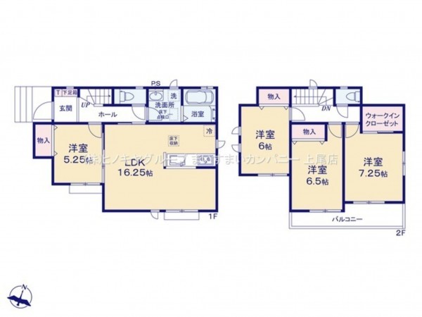 上尾市小泉、新築一戸建ての間取り画像です