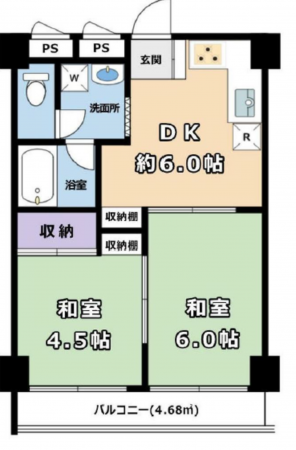 上尾市愛宕、マンションの間取り画像です