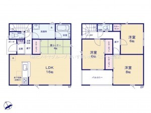 上尾市大字地頭方、新築一戸建ての間取り画像です