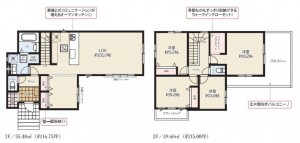 桶川市北、新築一戸建ての間取り画像です