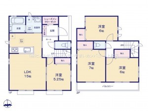 上尾市中分、新築一戸建ての間取り画像です