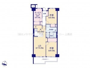上尾市柏座、マンションの間取り画像です