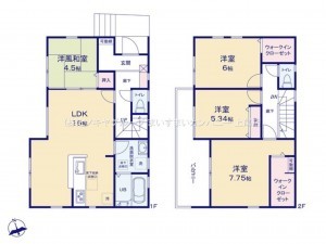 上尾市大字瓦葺、新築一戸建ての間取り画像です