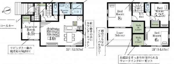 上尾市大字瓦葺、新築一戸建ての間取り画像です