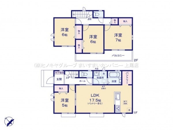 上尾市西宮下、新築一戸建ての間取り画像です