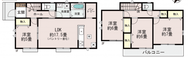 上尾市西宮下、新築一戸建ての間取り画像です