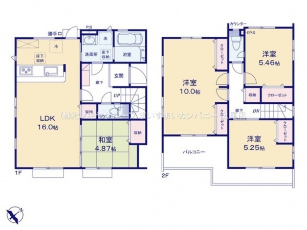上尾市原市北、新築一戸建ての間取り画像です