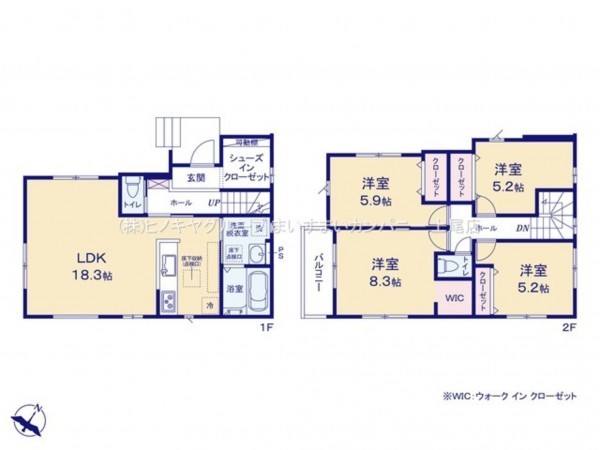 桶川市末広、新築一戸建ての間取り画像です