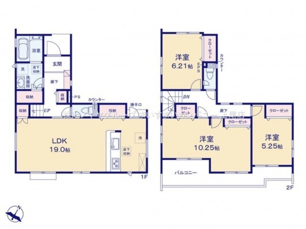 桶川市大字坂田、新築一戸建ての間取り画像です