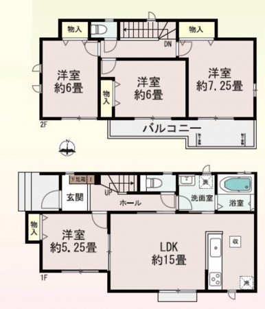 上尾市大字戸崎、新築一戸建ての間取り画像です