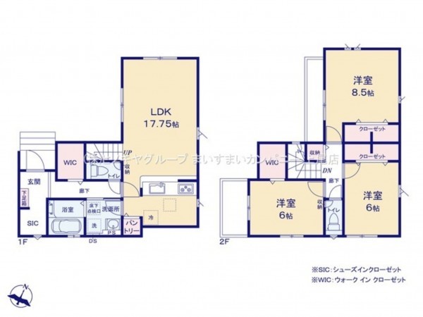 上尾市大字平塚、新築一戸建ての間取り画像です