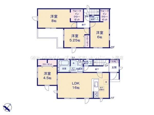 桶川市上日出谷南、新築一戸建ての間取り画像です