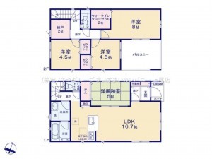 上尾市大字大谷本郷、新築一戸建ての間取り画像です