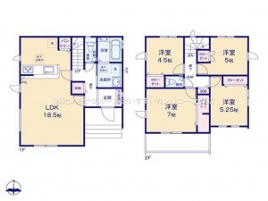 上尾市大字大谷本郷、新築一戸建ての間取り画像です