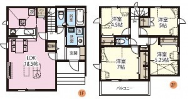 上尾市大字大谷本郷、新築一戸建ての間取り画像です