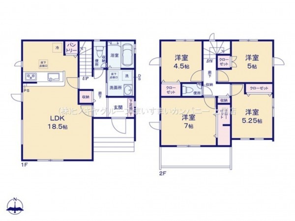 上尾市大字大谷本郷、新築一戸建ての間取り画像です