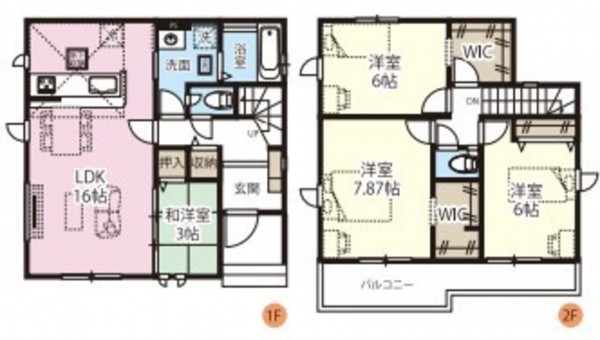 上尾市大字大谷本郷、新築一戸建ての間取り画像です