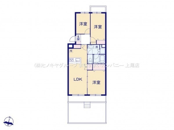上尾市西宮下、マンションの間取り画像です