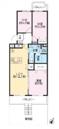 上尾市西宮下、マンションの間取り画像です