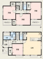 桶川市大字坂田、中古一戸建ての間取り画像です
