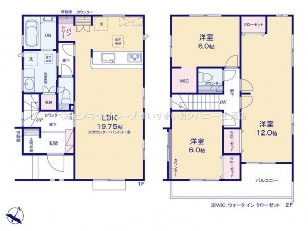 上尾市二ツ宮、新築一戸建ての間取り画像です