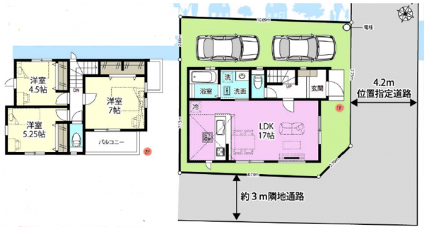 上尾市大字瓦葺、新築一戸建ての間取り画像です