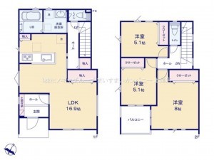 上尾市大字上、新築一戸建ての間取り画像です
