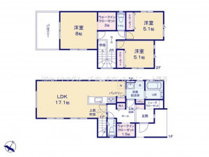 上尾市中妻、新築一戸建ての間取り画像です