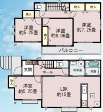 桶川市大字坂田、新築一戸建ての間取り画像です